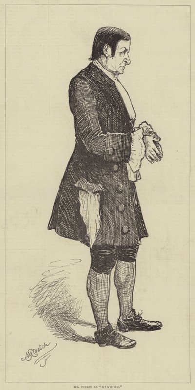 Mr. Phelps als "Mawworm" (Gravur) von English School
