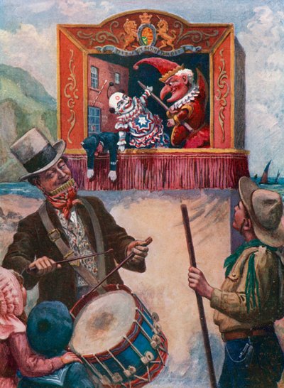 Mr Punch at the seaside (farge litho) av English School