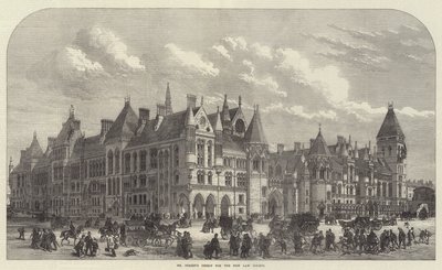 Mr Street's Design for New Law Courts (gravering) av English School