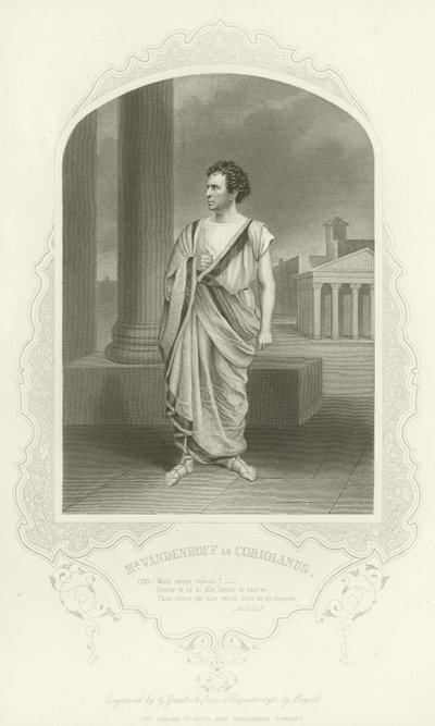 Herr Vandenhoff som Coriolanus, Coriolanus, Act II, Scene III av English School