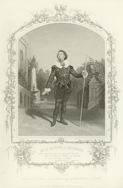 Mr W Davidge som Malvolio, Twelfth Night, Act III, scene iv av English School