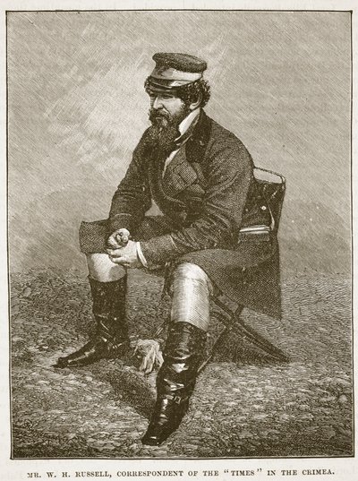 Mr W H Russell, Times Correspondent in the Crimea, illustrasjon fra Cassells Illustrated History of England (sepia-bilde) av English School