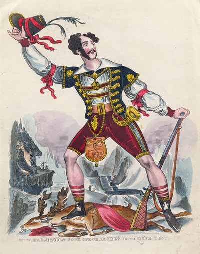 Mr W. Harrison som Jose Speckbacher i kjærlighetsprøven, ca. 1840 av English School