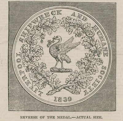 Mr. Wyons Entwurf für die Medaille der Liverpool Shipwreck and Humane Society von English School