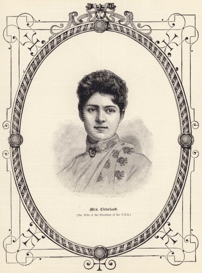 Mrs Cleveland (kona til presidenten i USA) (gravering) av English School