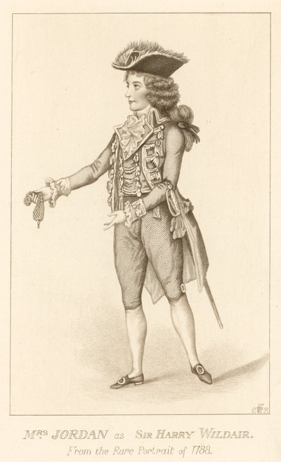 Fru Jordan som Sir Harry Wildair fra det sjeldne portrettet fra 1788 av English School