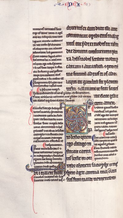 Ms.27, f.132v: Side fra en glanset kopi av Det nye testamente av English School