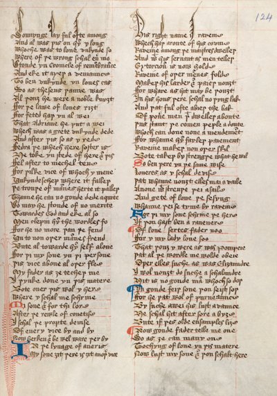 Ms326 f124r, Confessio Amantis av John Gower (penn og blekk på vellum) av English School