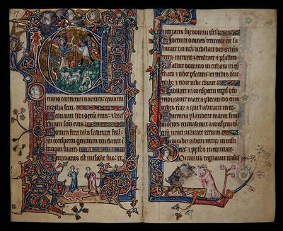 Ms 1-2005, ff.139v-140r: Bebudelsen til Shepherds, historisk initial 