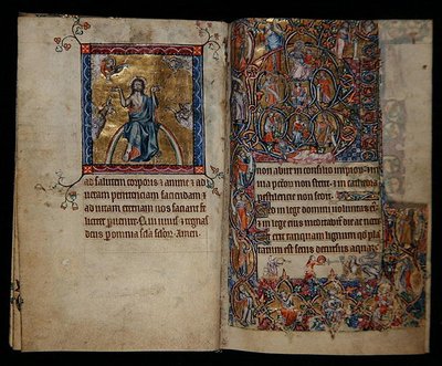 Ms 1-2005, ff.8v-9r: Christ in Judgment and the Tree of Jesse, from the Macclesfield Psalter, Use of Sarum, East Anglia, ca.1330 (vellum) av English School