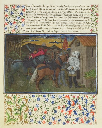 Ms. 2597 Heart, Desire and Generosity, sent på kvelden, foran Eremittcellene, faksimileutgave av Livre du Coeur dAmours Espris av Rene dAnjou av English School
