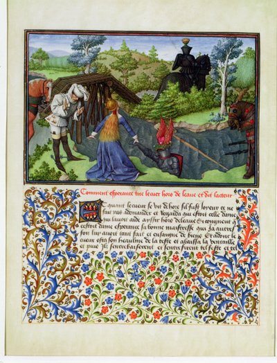 Ms. 2597 Hope Takes Heart out of the River of Tears, faksimileutgave av Livre du Coeur dAmours Espris av Rene dAnjou av English School