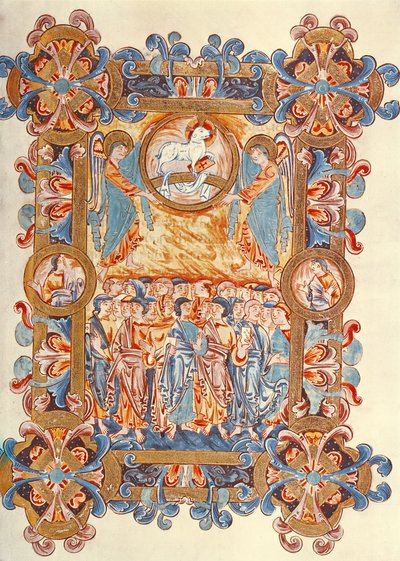 Ms 274 (Y-6) fol.158 The Multititude som tilber Lammet, fra Missal of Robert of Jumieges, ca. 1016 av English School