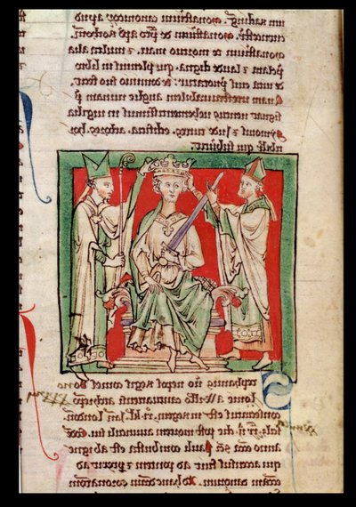 Ms 6712 (A.6.89) fol.133r King Stephen (ca. 1097-1154) miniatyr fra Flores Historiarum, av Matthew Paris, 1250-52 av English School