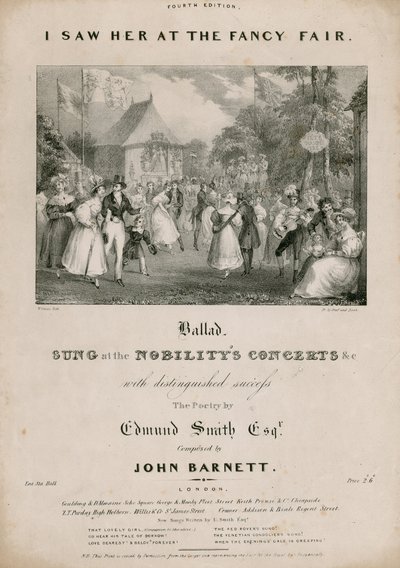 Musikkart: Jeg så henne på den fancy messen av Edmund Smith, komponert av John Barnett av English School