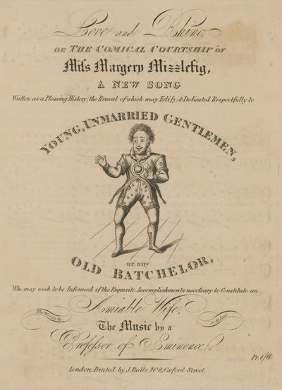 Musikalsk partitur for Love and Rhino, eller The Comical Courtship of Miss Margery Mizzlefig av English School