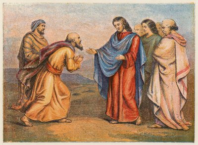 Natanael ført til Jesus (fargelitografi) av English School
