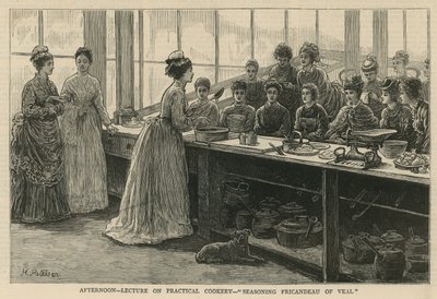 National Training School of Cookery i South Kensington: Ettermiddagsforelesning om praktisk matlaging av English School