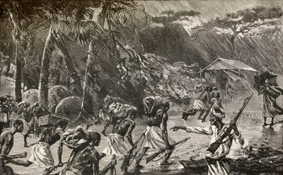 Innfødte bærere i Sir Henry Morton Stanleys Emin Pasha-hjelpekspedisjon i Afrika 1886 til 1889 av English School