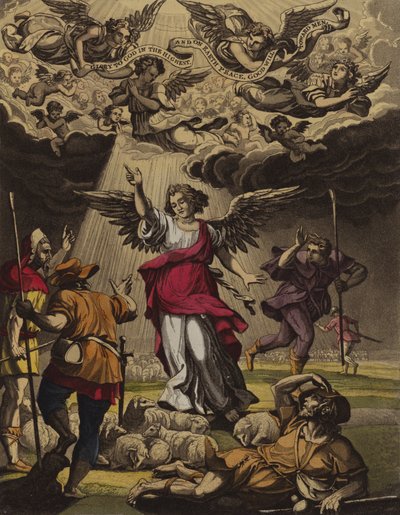 Kristi fødsel annonsert (farge litho) av English School