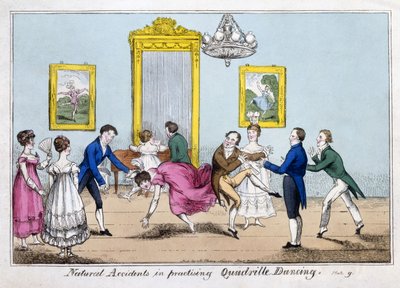 Naturlige ulykker ved å praktisere Quadrille Dancing, pub. Cleary av English School
