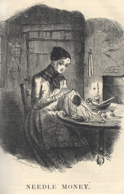 Needle Money, illustrasjon fra Punch Magazine, desember 1849 (for par se 384762) av English School
