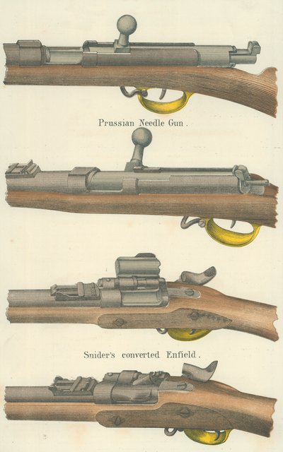 Nålepistoler (fargelitografi) av English School