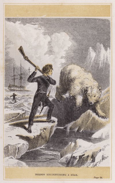 Nelson møter en bjørn (farget gravering) av English School
