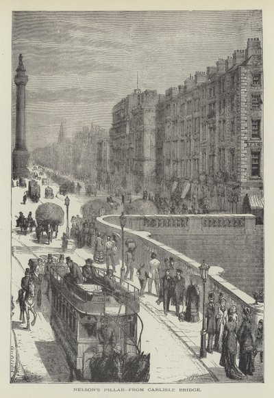 Nelsons søyle, fra Carlisle Bridge (gravering) av English School