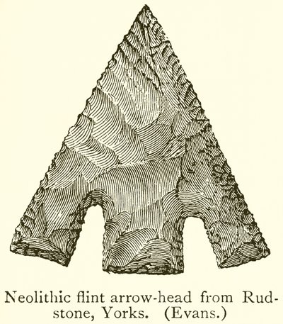 Neolithic Flint Arrow-Head fra Rudstone, Yorks. (Evans) av English School