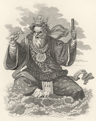 Neptune of the Chinese, illustrasjon fra The World: or the present State of the Universe, som er en generell og komplett samling av moderne reiser og reiser, av Cavendish Pelham, utgitt, London av English School