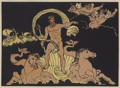 Neptun demper bølgene (farge litho) av English School