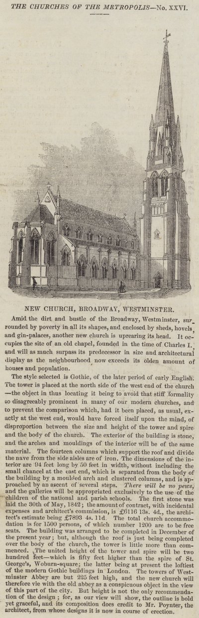 New Church, Broadway, Westminster (gravering) av English School