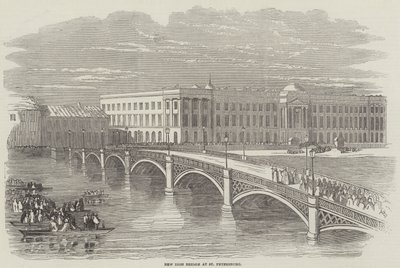 New Iron Bridge ved St Petersburg (gravering) av English School