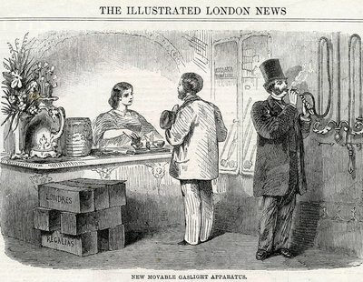 New Movable Gaslight Apparatus, hentet fra London Illustrated News av English School