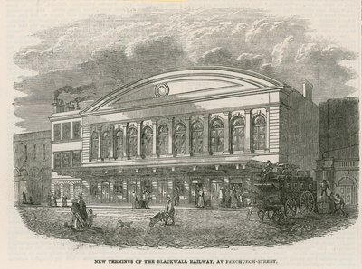 Ny endestasjon av Blackwall Railway ved Fenchurch Street, London av English School