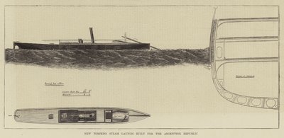 Ny Torpedo Steam Launch bygget for den argentinske republikken (gravering) av English School