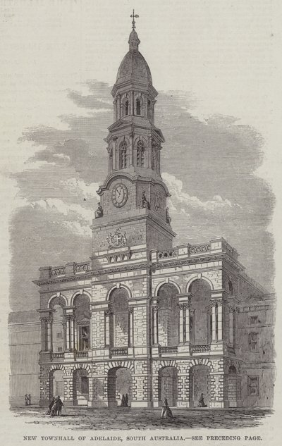 New Townhall of Adelaide, South Australia (gravering) av English School