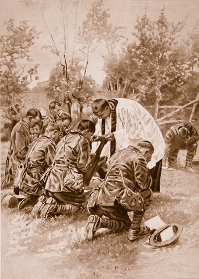 New Zealand Army-prest som administrerte nattverd til soldater før kamp, 1914-19 av English School