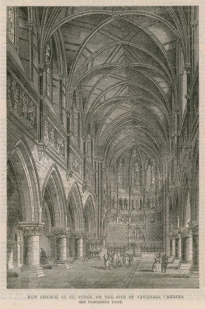 Ny kirke St Peter på stedet for Vauxhall Gardens av English School