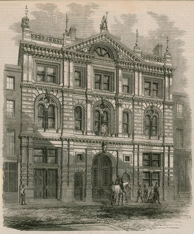 Nyoppførte kontorer til Peninsular and Oriental Steam Navigation Company, Leadenhall Street, London av English School