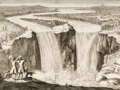 Niagara Falls, etter en skisse laget av far Hennepin i 1677, fra 