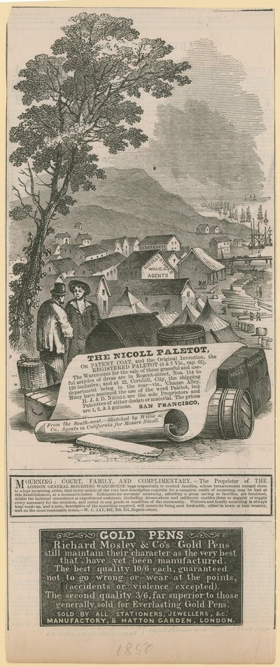 Nicoll Paletot, Richard Mosley & Co og London General Mourning Warehouse Advertising av English School