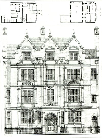 No.70 Ennismore Gardens, South Kensington, fra The Building News, 23. juli 1886 av English School