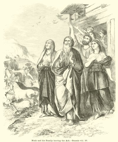 Noah og hans familie forlater arken, 1. Mosebok, viii, 16 av English School