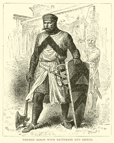 Norman Baron med stridsøks og skjold av English School