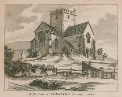 Nord-vest utsikt over Poynings kirke i Poynings av English School