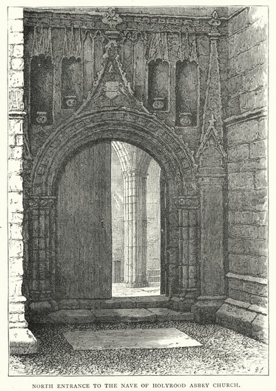Nordinngang til Nave of Holyrood Abbey Church (gravering) av English School