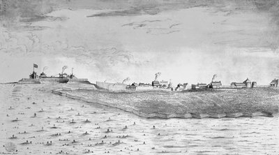 Nordvest-utsikt over Fort Lawrence i Chignectou av English School