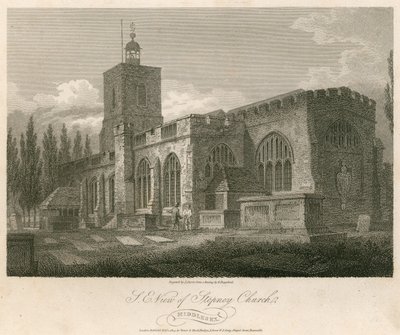 Nordøstutsikt over Stepney Church, London av English School